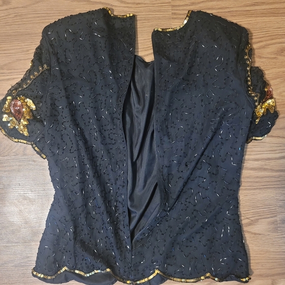 Vintage Silk Sequined Blouse - Picture 6 of 9
